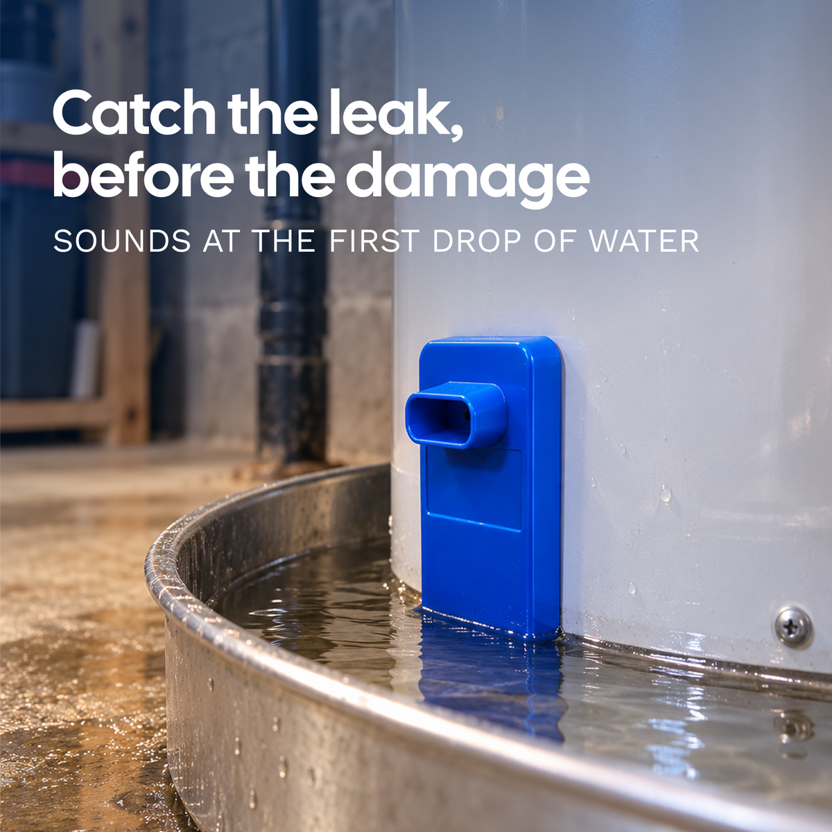 Flood Buzz® Blue: Water Leak Alarm for Water Heater Pans - 1, 2 & 4 Packs