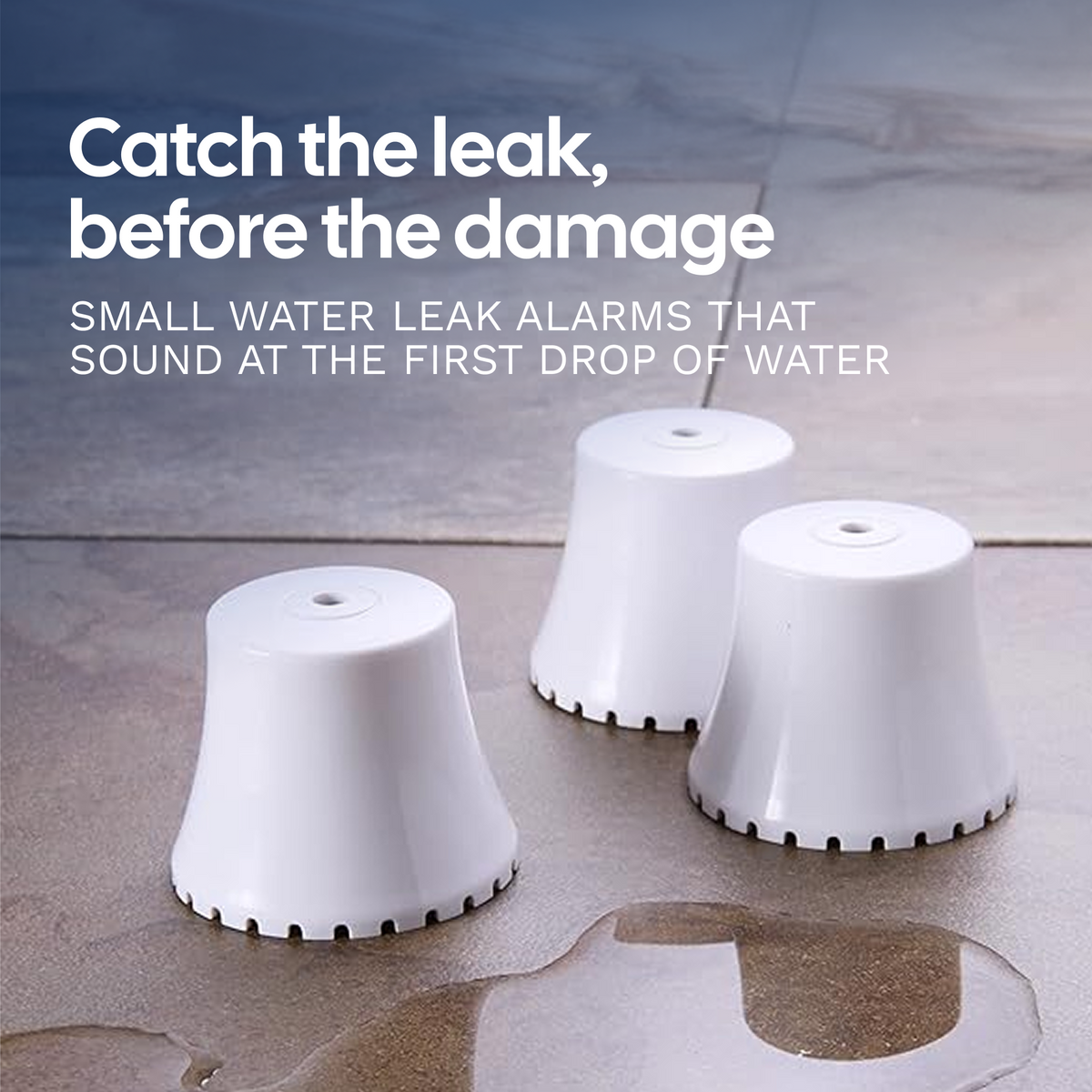 Flood Buzz® Small Multi-Purpose Water Leak Alarm - Quarter and Full Case