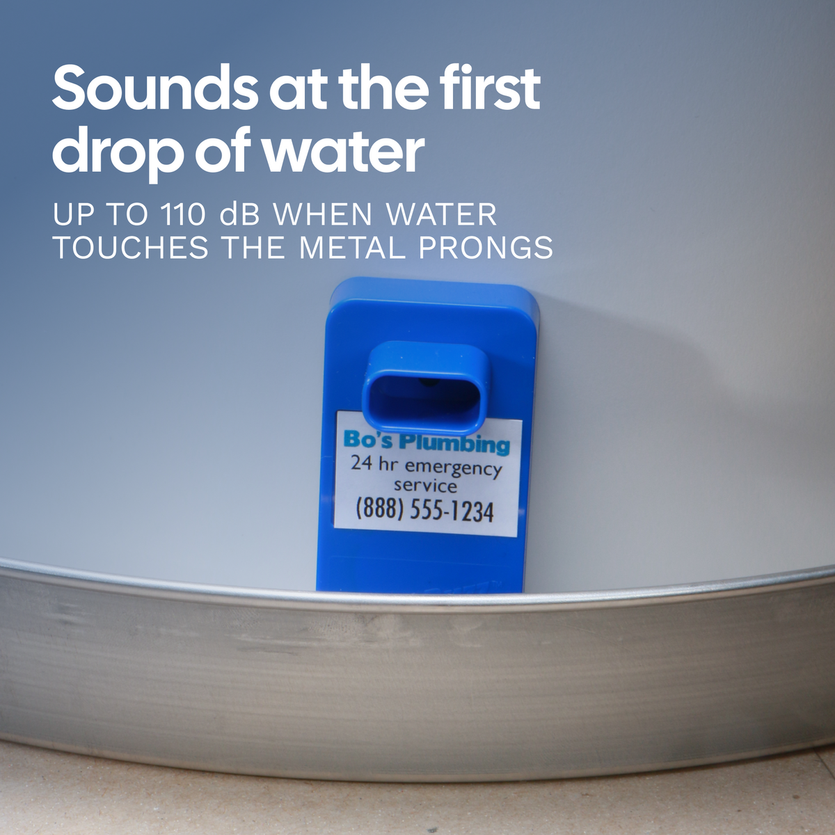 Flood Buzz® Blue: Water Leak Alarm for Water Heater Pans - 1, 2 & 4 Packs