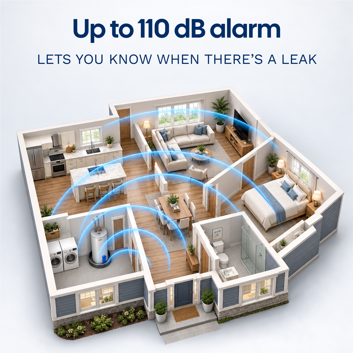 Flood Buzz® Blue: Water Leak Alarm for Water Heater Pans - 1, 2 & 4 Packs