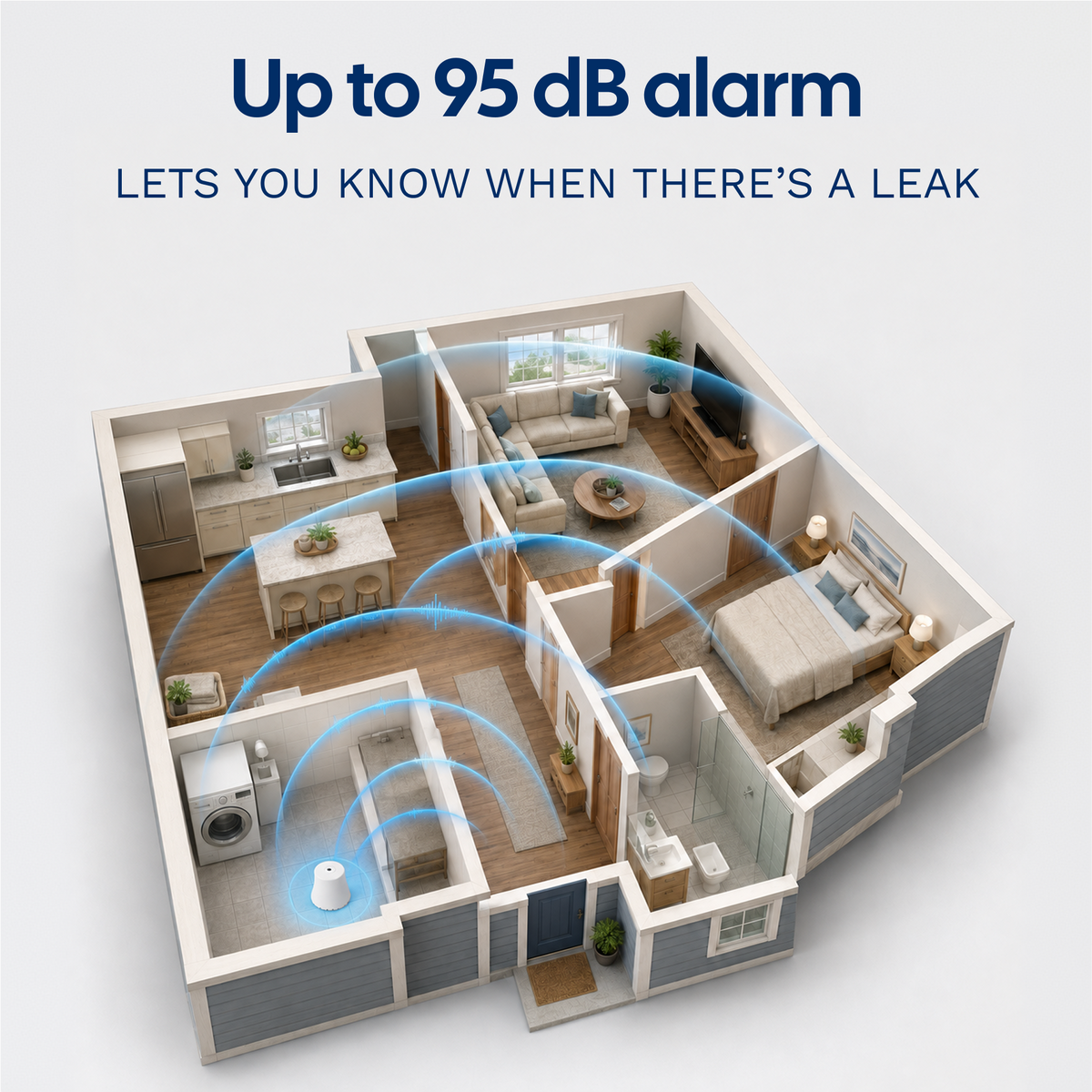 Flood Buzz® Small Multi-Purpose Water Leak Alarm - Quarter and Full Case